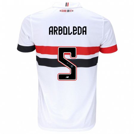 Kandiny Niño Camiseta Robert Arboleda #5 Blanco Rojo Negro 1ª Equipación 2024/25 La Camisa México