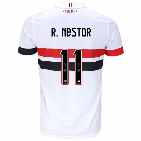 Kandiny Kinderen Rodrigo Nestor #11 Wit Rood Zwart Thuisshirt Thuistenue 2024/25 T-Shirt