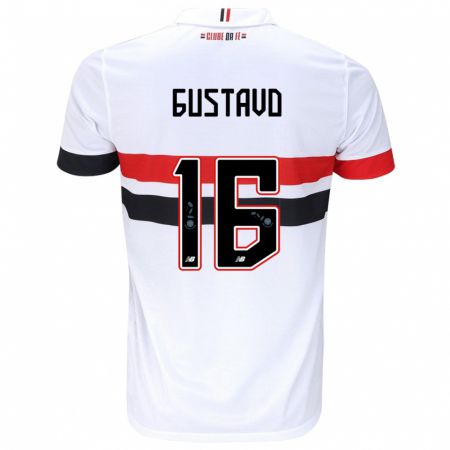 Kandiny Kinderen Luiz Gustavo #16 Wit Rood Zwart Thuisshirt Thuistenue 2024/25 T-Shirt België