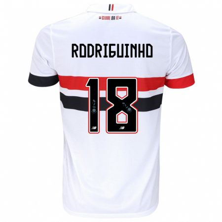 Kandiny Kinderen Rodriguinho #18 Wit Rood Zwart Thuisshirt Thuistenue 2024/25 T-Shirt België