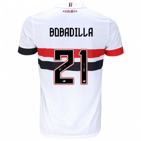 Kandiny Niño Camiseta Damián Bobadilla #21 Blanco Rojo Negro 1ª Equipación 2024/25 La Camisa México