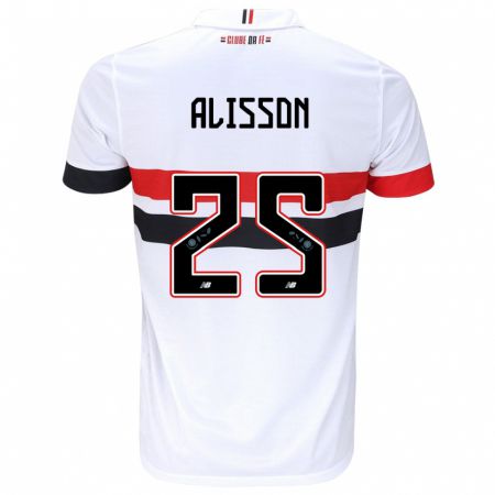 Kandiny Kinderen Alisson #25 Wit Rood Zwart Thuisshirt Thuistenue 2024/25 T-Shirt