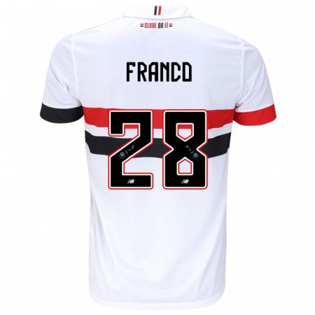 Kandiny Bambino Maglia Alan Franco #28 Bianco Rosso Nero Kit Gara Home 2024/25 Maglietta