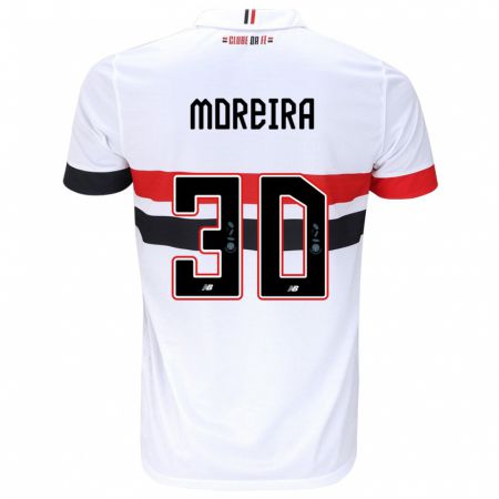 Kandiny Niño Camiseta João Moreira #30 Blanco Rojo Negro 1ª Equipación 2024/25 La Camisa México