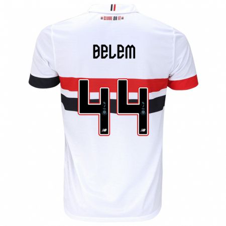 Kandiny Bambino Maglia Matheus Belém #44 Bianco Rosso Nero Kit Gara Home 2024/25 Maglietta