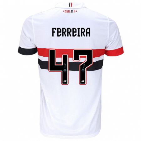 Kandiny Bambino Maglia Ferreirinha #47 Bianco Rosso Nero Kit Gara Home 2024/25 Maglietta