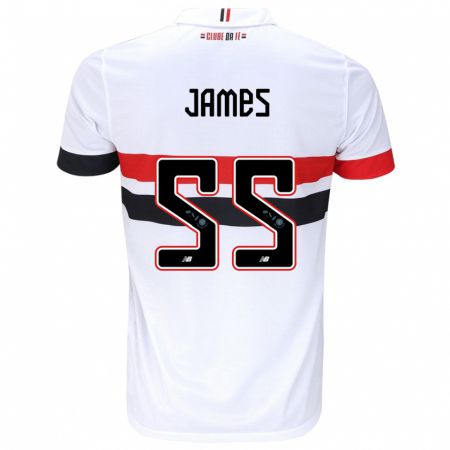 Kandiny Kinderen James Rodríguez #55 Wit Rood Zwart Thuisshirt Thuistenue 2024/25 T-Shirt