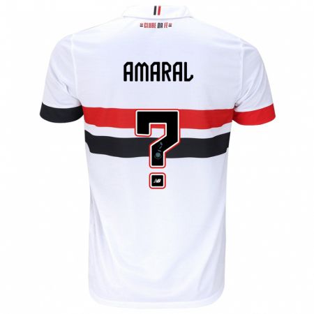 Kandiny Bambino Maglia Mateus Amaral #0 Bianco Rosso Nero Kit Gara Home 2024/25 Maglietta