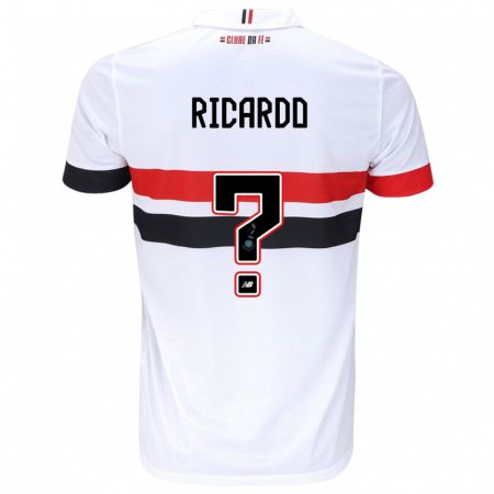 Kandiny Bambino Maglia João Ricardo #0 Bianco Rosso Nero Kit Gara Home 2024/25 Maglietta