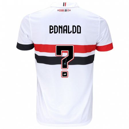 Kandiny Bambino Maglia José Ednaldo #0 Bianco Rosso Nero Kit Gara Home 2024/25 Maglietta