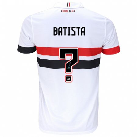 Kandiny Kinderen Guilherme Batista #0 Wit Rood Zwart Thuisshirt Thuistenue 2024/25 T-Shirt België