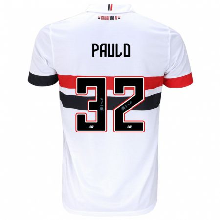 Kandiny Niño Camiseta Marcos Paulo #32 Blanco Rojo Negro 1ª Equipación 2024/25 La Camisa México