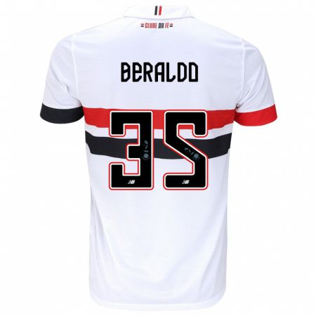 Kandiny Niño Camiseta Lucas Beraldo #35 Blanco Rojo Negro 1ª Equipación 2024/25 La Camisa México