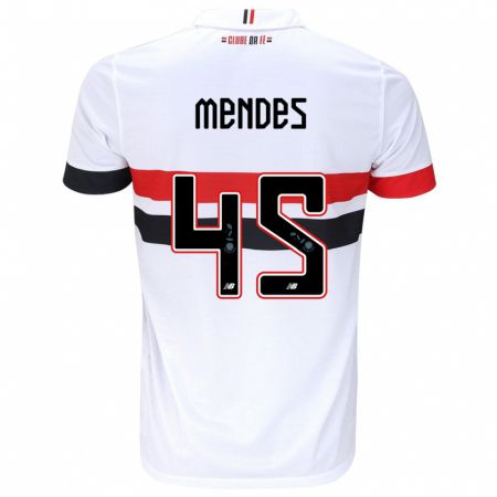 Kandiny Kinderen Nathan Mendes #45 Wit Rood Zwart Thuisshirt Thuistenue 2024/25 T-Shirt