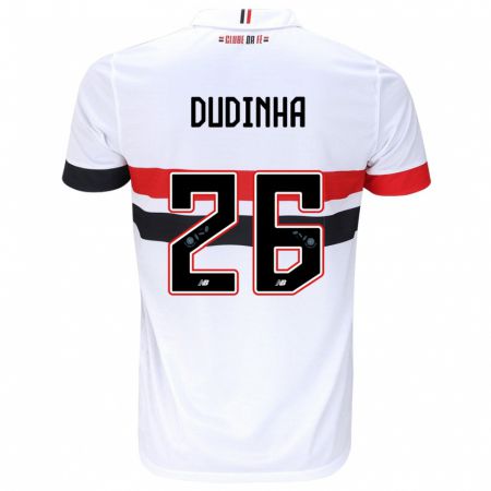 Kandiny Bambino Maglia Dudinha #26 Bianco Rosso Nero Kit Gara Home 2024/25 Maglietta