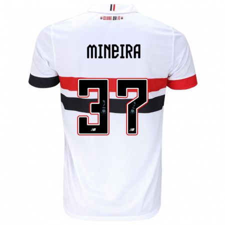 Kandiny Kinderen Rafa Mineira #37 Wit Rood Zwart Thuisshirt Thuistenue 2024/25 T-Shirt