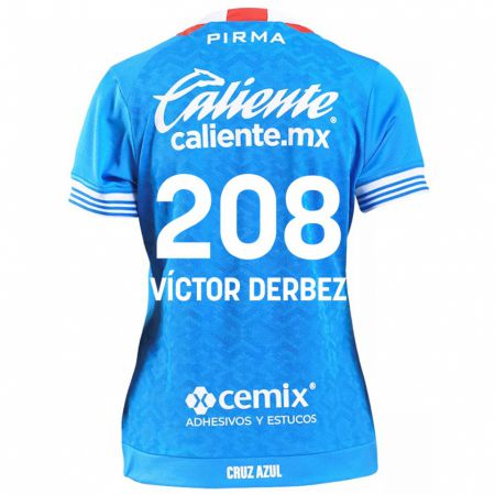 Kandiny Kinderen Louis Víctor Derbez #208 Hemelsblauw Thuisshirt Thuistenue 2024/25 T-Shirt