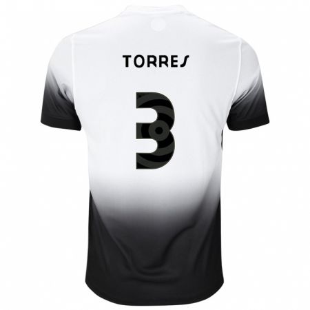 Kandiny Bambino Maglia Félix Torres #3 Bianco Nero Kit Gara Home 2024/25 Maglietta