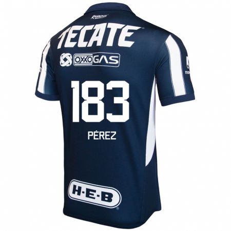 Kandiny Niño Camiseta Santiago Pérez #183 Azul Rojo Blanco 1ª Equipación 2024/25 La Camisa México