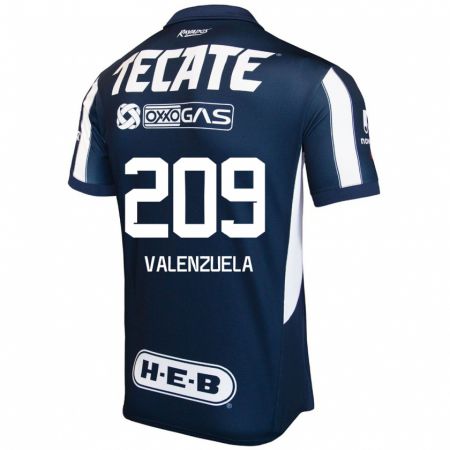 Kandiny Niño Camiseta Francisco Valenzuela #209 Azul Rojo Blanco 1ª Equipación 2024/25 La Camisa México