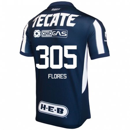 Kandiny Bambino Maglia Santiago Flores #305 Blu Rosso Bianco Kit Gara Home 2024/25 Maglietta