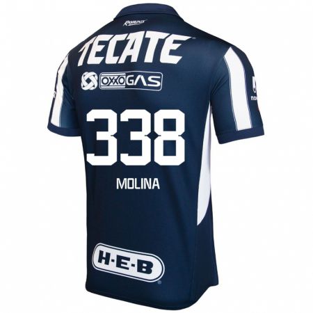 Kandiny Niño Camiseta Johann Molina #338 Azul Rojo Blanco 1ª Equipación 2024/25 La Camisa México