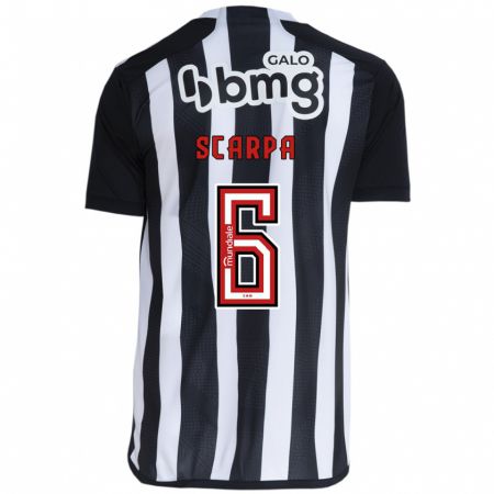 Kandiny Niño Camiseta Gustavo Scarpa #6 Blanco Negro 1ª Equipación 2024/25 La Camisa