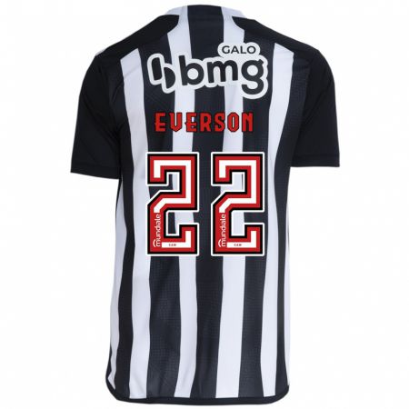 Kandiny Niño Camiseta Everson #22 Blanco Negro 1ª Equipación 2024/25 La Camisa