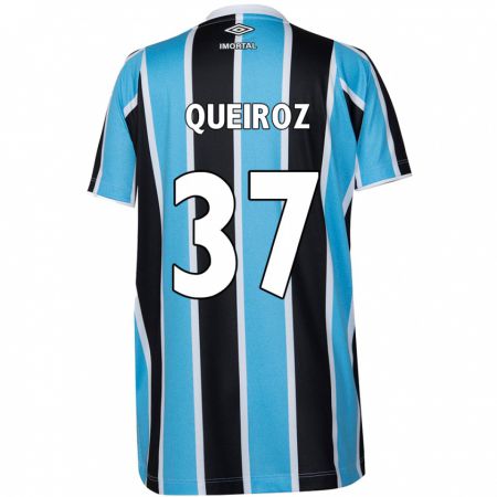 Kandiny Bambino Maglia Du Queiroz #37 Blu Nero Bianco Kit Gara Home 2024/25 Maglietta