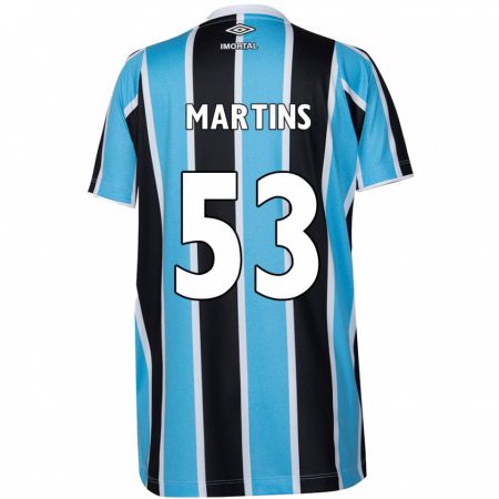 Kandiny Bambino Maglia Gustavo Martins #53 Blu Nero Bianco Kit Gara Home 2024/25 Maglietta