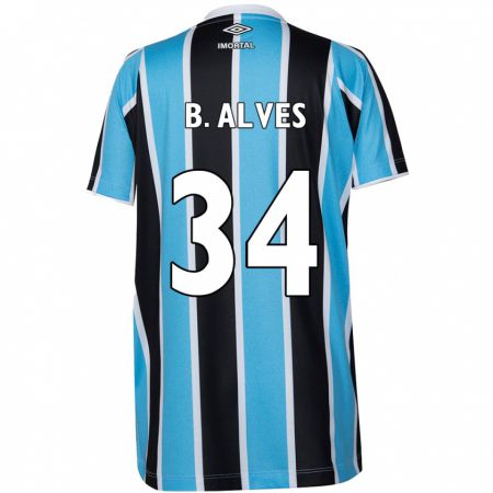 Kandiny Kinderen Bruno Alves #34 Blauw Zwart Wit Thuisshirt Thuistenue 2024/25 T-Shirt België