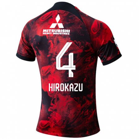 Kandiny Dzieci Hirokazu Ishihara #4 Czerwony Czarny Domowa Koszulka 2024/25 Koszulki Klubowe