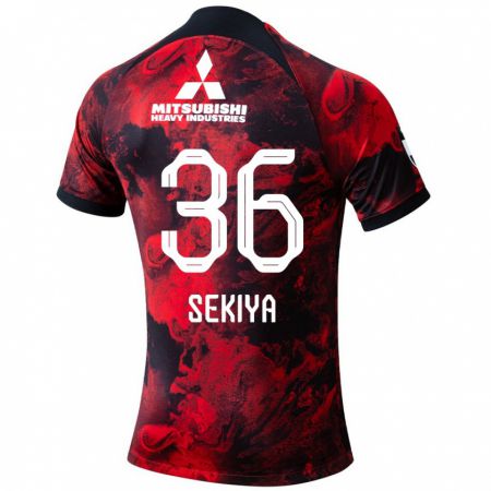 Kandiny Niño Camiseta Hikaru Sekiya #36 Negro Rojo 1ª Equipación 2024/25 La Camisa