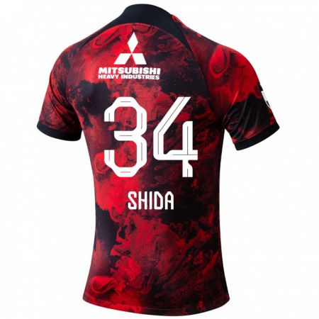 Kandiny Kinderen Izuho Shida #34 Rood Zwart Thuisshirt Thuistenue 2024/25 T-Shirt België