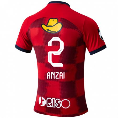 Kandiny Bambino Maglia Koki Anzai #2 Rosso Blu Bianco Kit Gara Home 2024/25 Maglietta