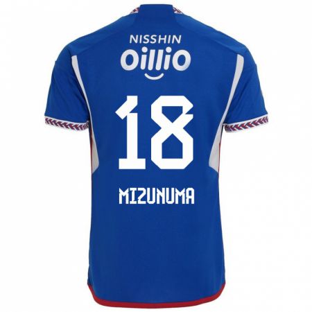 Kandiny Bambino Maglia Kota Mizunuma #18 Blu Bianco Rosso Kit Gara Home 2024/25 Maglietta