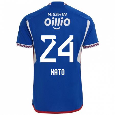 Kandiny Bambino Maglia Hijiri Kato #24 Blu Bianco Rosso Kit Gara Home 2024/25 Maglietta