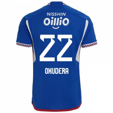 Kandiny Bambino Maglia Minato Okudera #22 Blu Bianco Rosso Kit Gara Home 2024/25 Maglietta