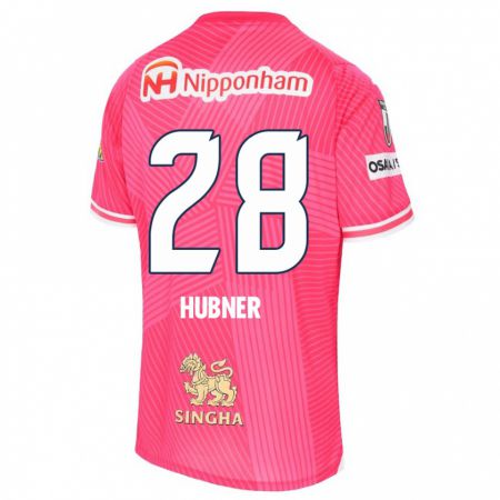 Kandiny Bambino Maglia Justin Hubner #28 Rosa Bianco Kit Gara Home 2024/25 Maglietta