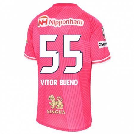 Kandiny Bambino Maglia Vitor Bueno #55 Rosa Bianco Kit Gara Home 2024/25 Maglietta