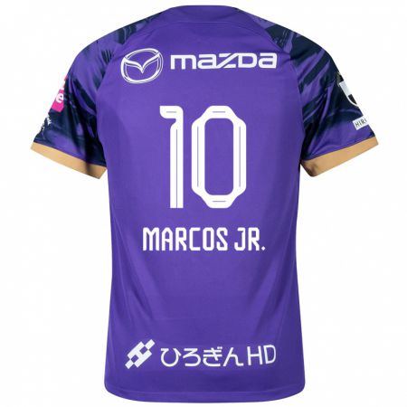 Kandiny Bambino Maglia Marcos Júnior #10 Viola Bianco Kit Gara Home 2024/25 Maglietta