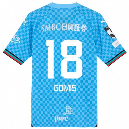 Kandiny Bambino Maglia Bafétimbi Gomis #18 Azzurro Blu Kit Gara Home 2024/25 Maglietta