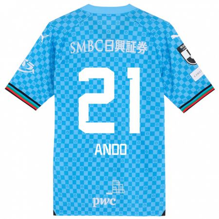 Kandiny Bambino Maglia Shunsuke Ando #21 Azzurro Blu Kit Gara Home 2024/25 Maglietta