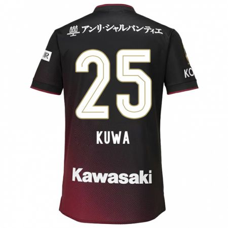 Kandiny Kinderen Yuya Kuwasaki #25 Zwart Rood Thuisshirt Thuistenue 2024/25 T-Shirt