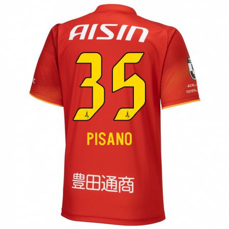 Kandiny Bambino Maglia Alexandre Pisano #35 Rosso Bianco Giallo Kit Gara Home 2024/25 Maglietta