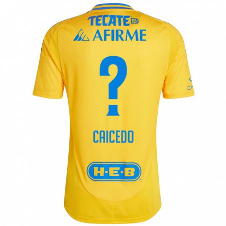 Kandiny Bambino Maglia Jordy Caicedo #0 Oro Giallo Kit Gara Home 2024/25 Maglietta