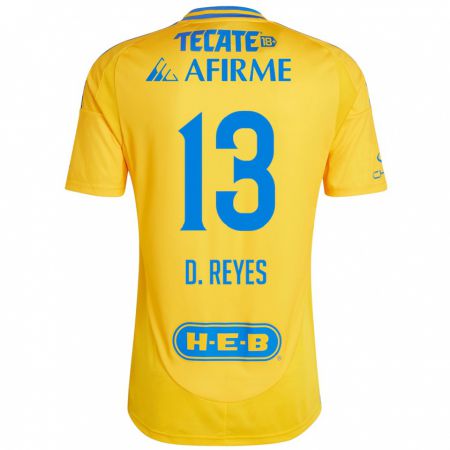 Kandiny Kinderen Diego Reyes #13 Goud Geel Thuisshirt Thuistenue 2024/25 T-Shirt