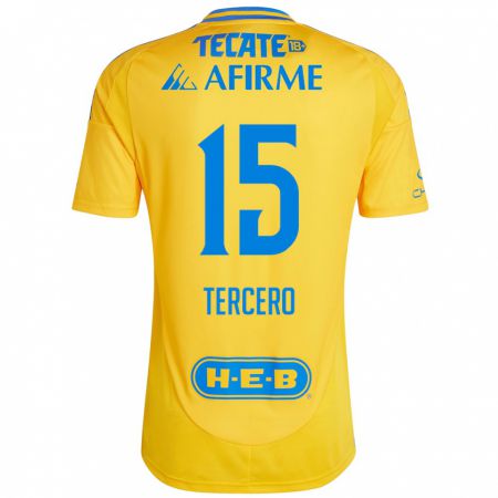 Kandiny Bambino Maglia Eduardo Tercero #15 Oro Giallo Kit Gara Home 2024/25 Maglietta