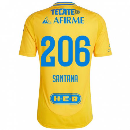 Kandiny Kinderen Joel Santana #206 Goud Geel Thuisshirt Thuistenue 2024/25 T-Shirt