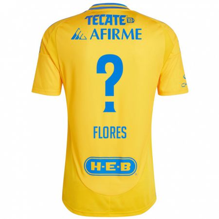 Kandiny Kinderen Hernán Flores #0 Goud Geel Thuisshirt Thuistenue 2024/25 T-Shirt België